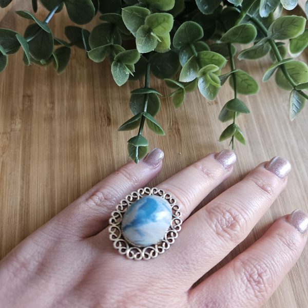Turquoise  stone effect oval ring