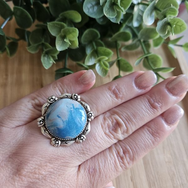 Turquoise marble round ring