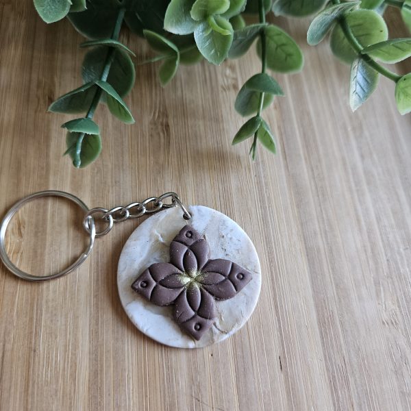 Cross on marble base keychain