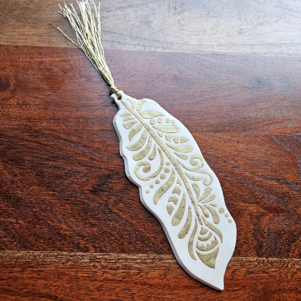 Leaf with gold print Bookmark